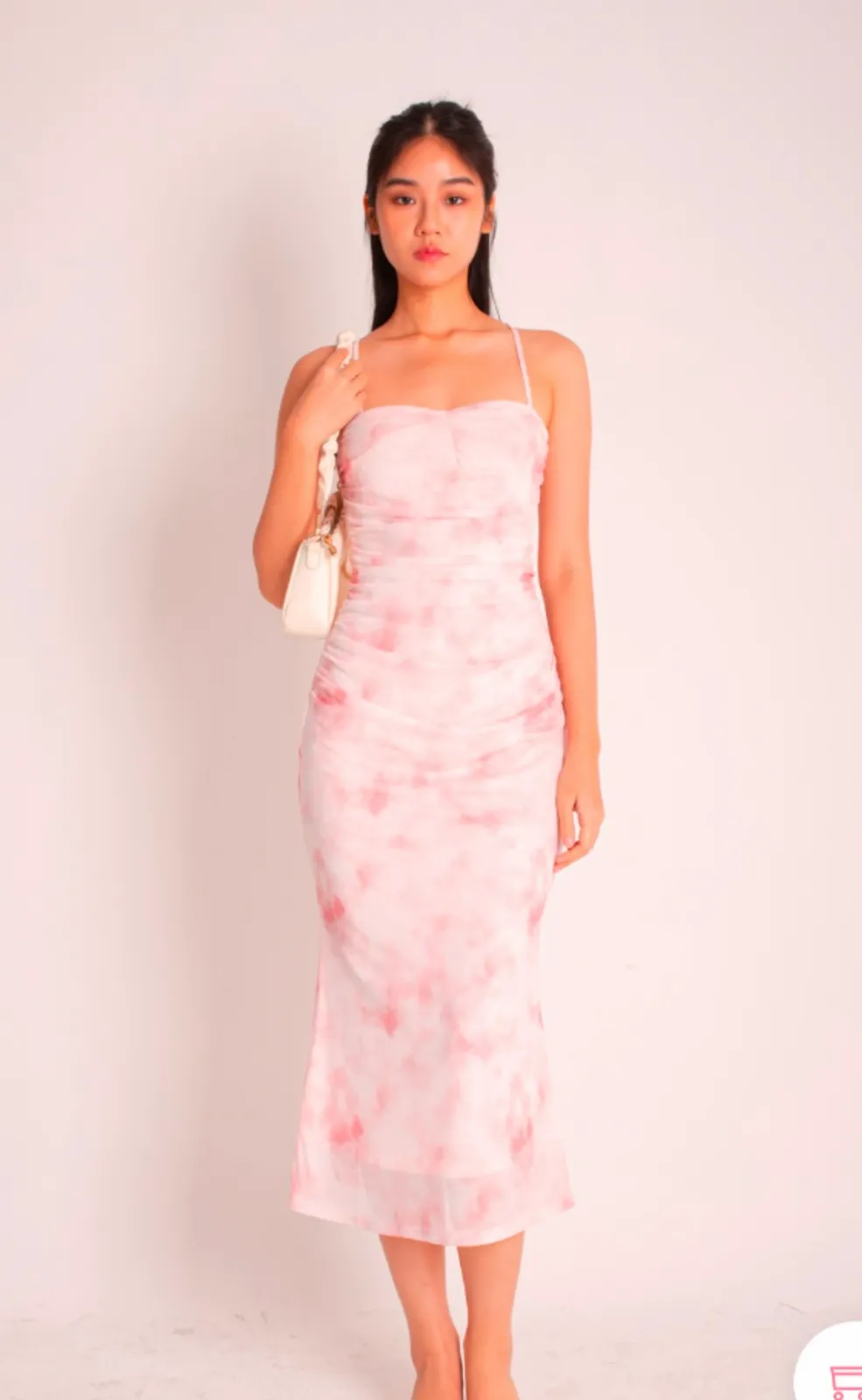 Chic Pink Tie-Dye Midi Dress