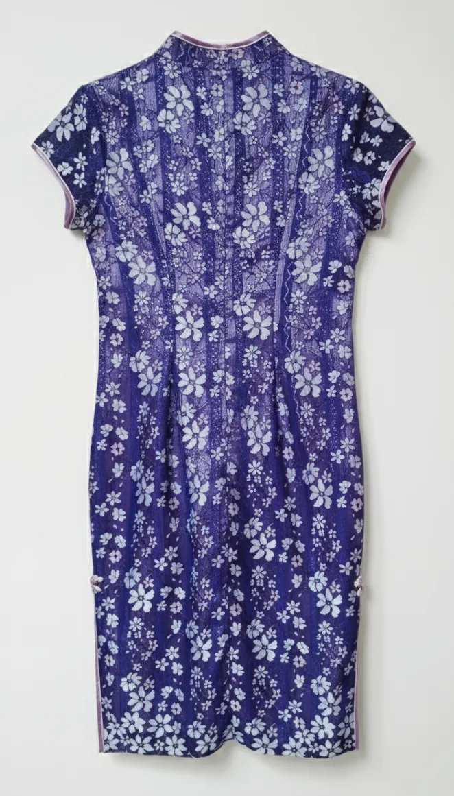 The Cheongsam Shoppe The Cheongsam Shoppe Purple Floral Mandarin Collar Qipao Cheongsam Dress - Photo 2