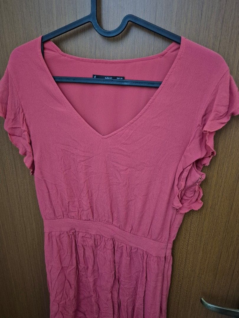 Mango Mango Coral V-Neck Ruffle Dress - XS - Photo 4