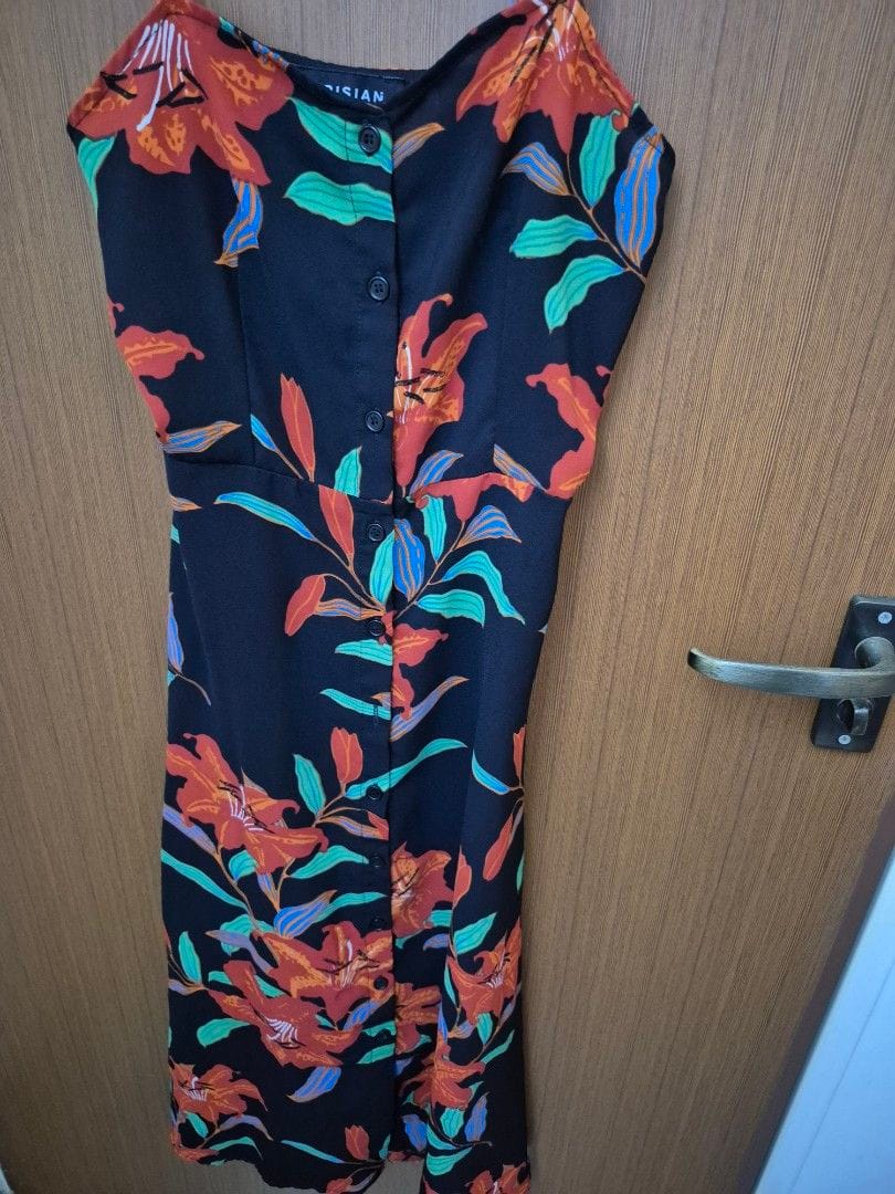 Parisian Vibrant Parisian Floral Print Black Dress - Size 8 - Photo 4