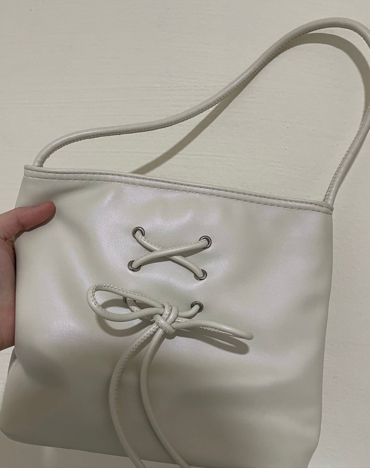 Chic White Lace-Up Shoulder Bag