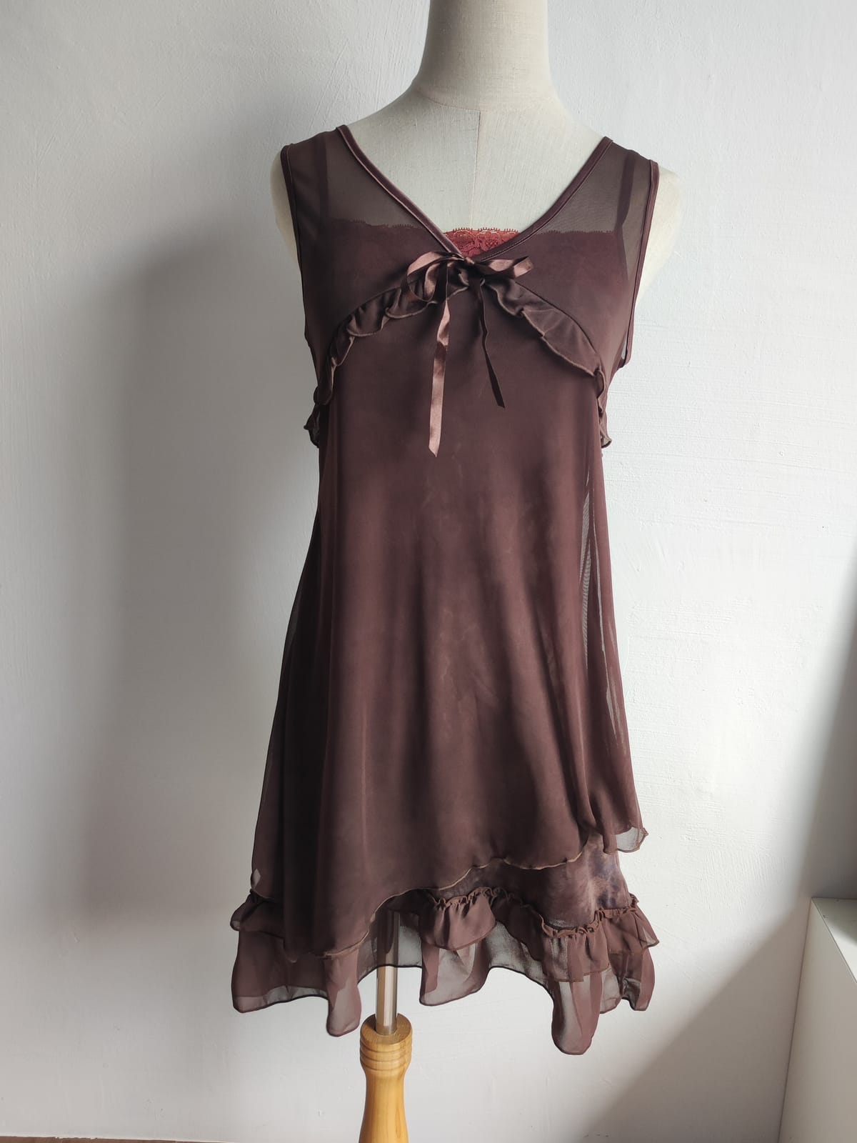 Earthy Brown Morigirl 2 Piece Bias Cut Dress - Photo 2