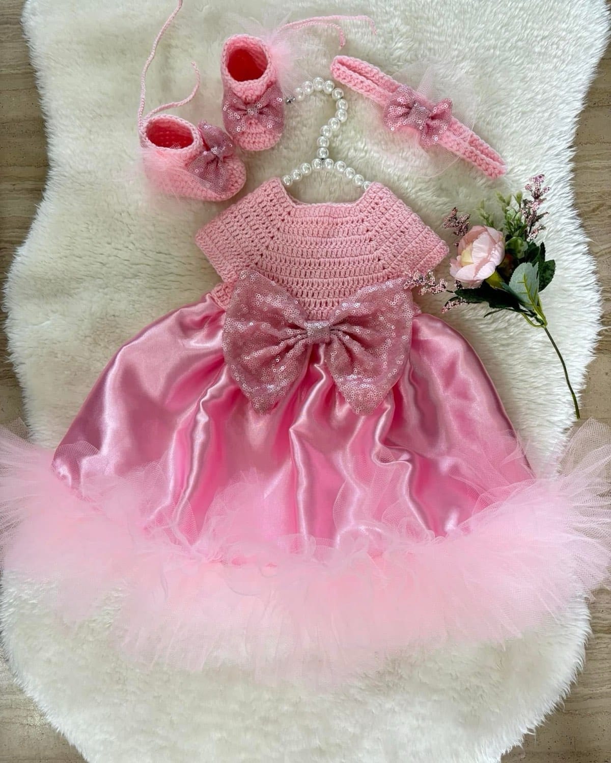 Handmade  newborn dress set🌹 - Photo 2
