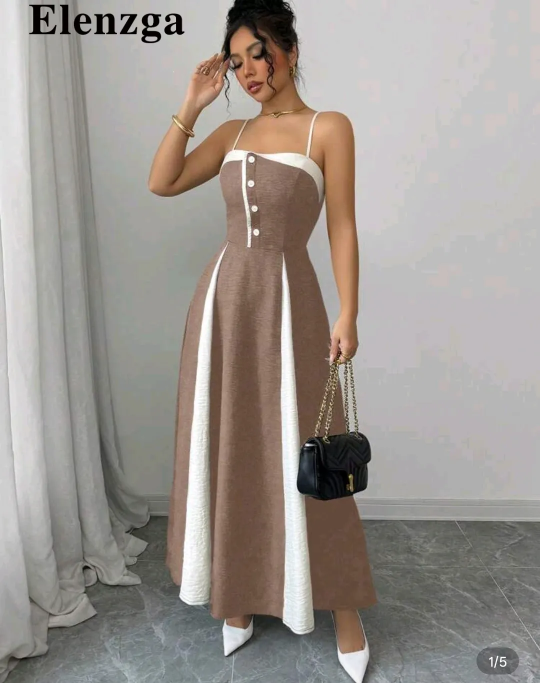 Elenzga Two-Tone Midi Dress