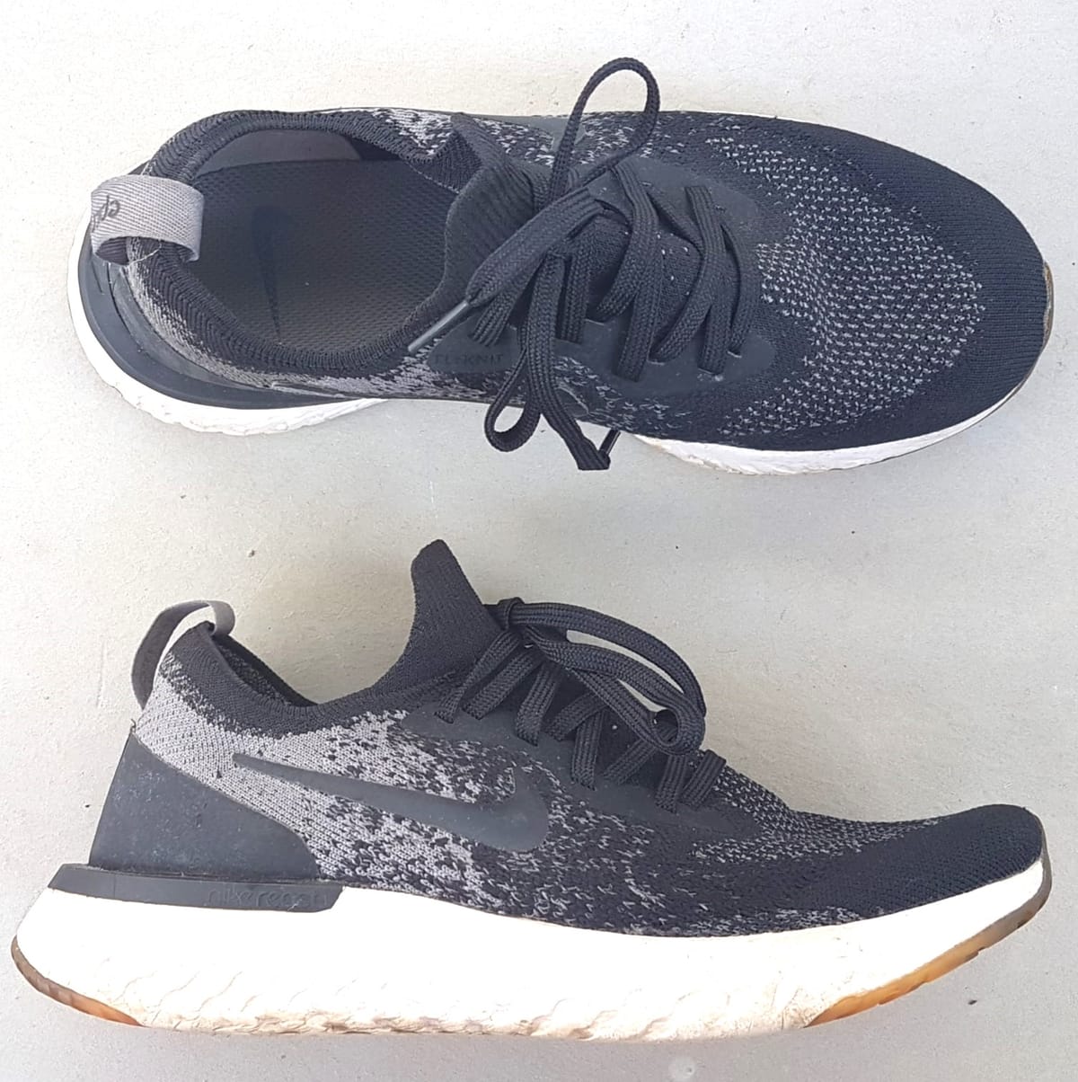 Nike Original NIKE Running Sneakers, EPIC REACT FLYKNIT 2 Model, Cool Black, Gray & White Shoes, Cosmopolitan, US 7.5, UK 6.5, EU 40.5, CM 25,5, Streetwise, Sophistication, Timeless Appeal, Pop Culture, Geek, Cult Street Fashion, Urban Style, Gym, Workout - Photo 9