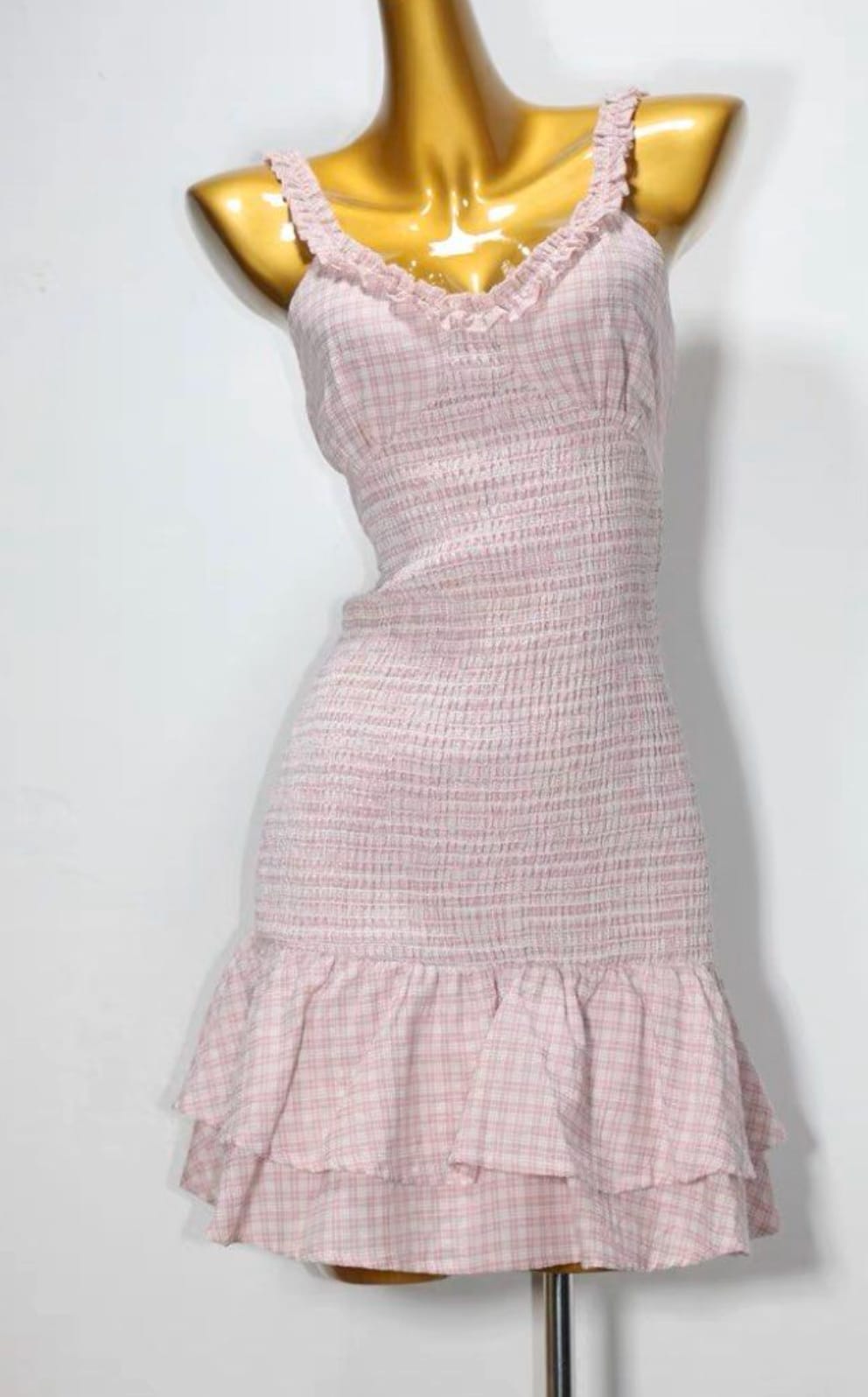 Cute Pink Plaid Mini Dress