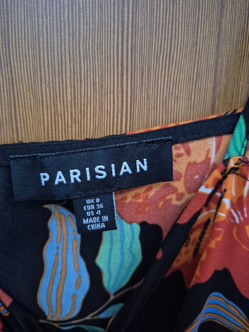 Parisian Vibrant Parisian Floral Print Black Dress - Size 8 - Photo 3