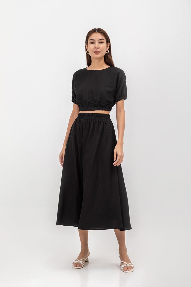Love & Bravery Melanie Elastic Waistband Flare Maxi Skirt