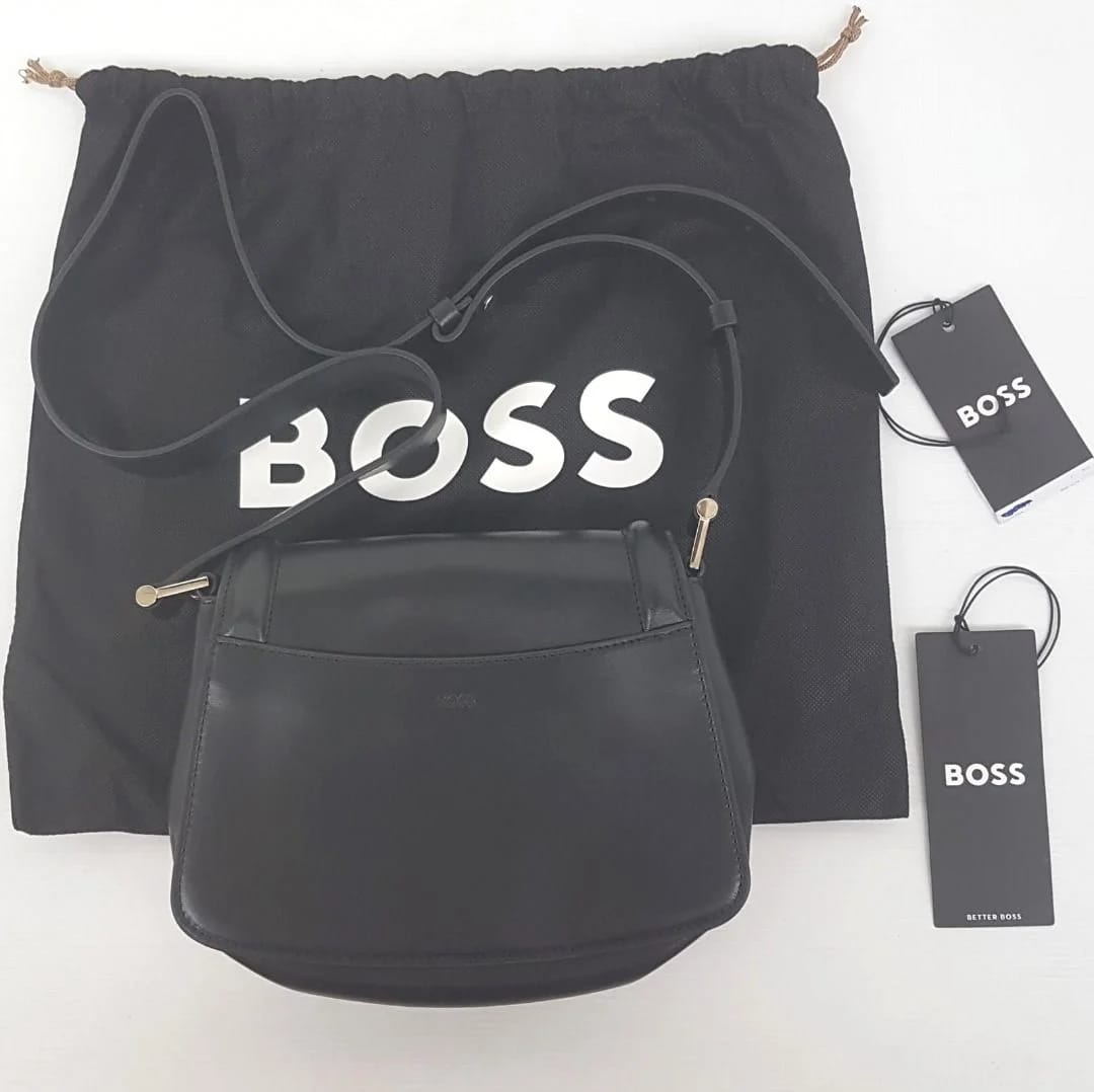 Luxury HUGO BOSS Bag, Cool Cross-body Model, Classic Black Leather Handbag, Soft Boss Case, New with Tag, RETAIL $800+ - Photo 8