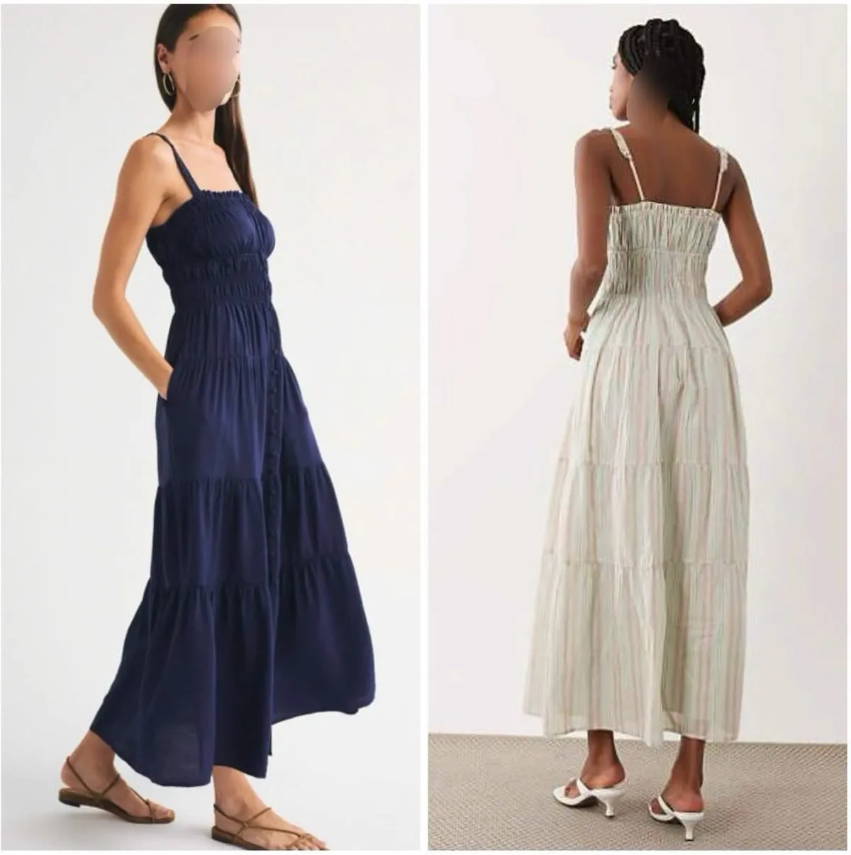 Abercrombie & fitch Bra-Free Button-Through Smocked Maxi Dress