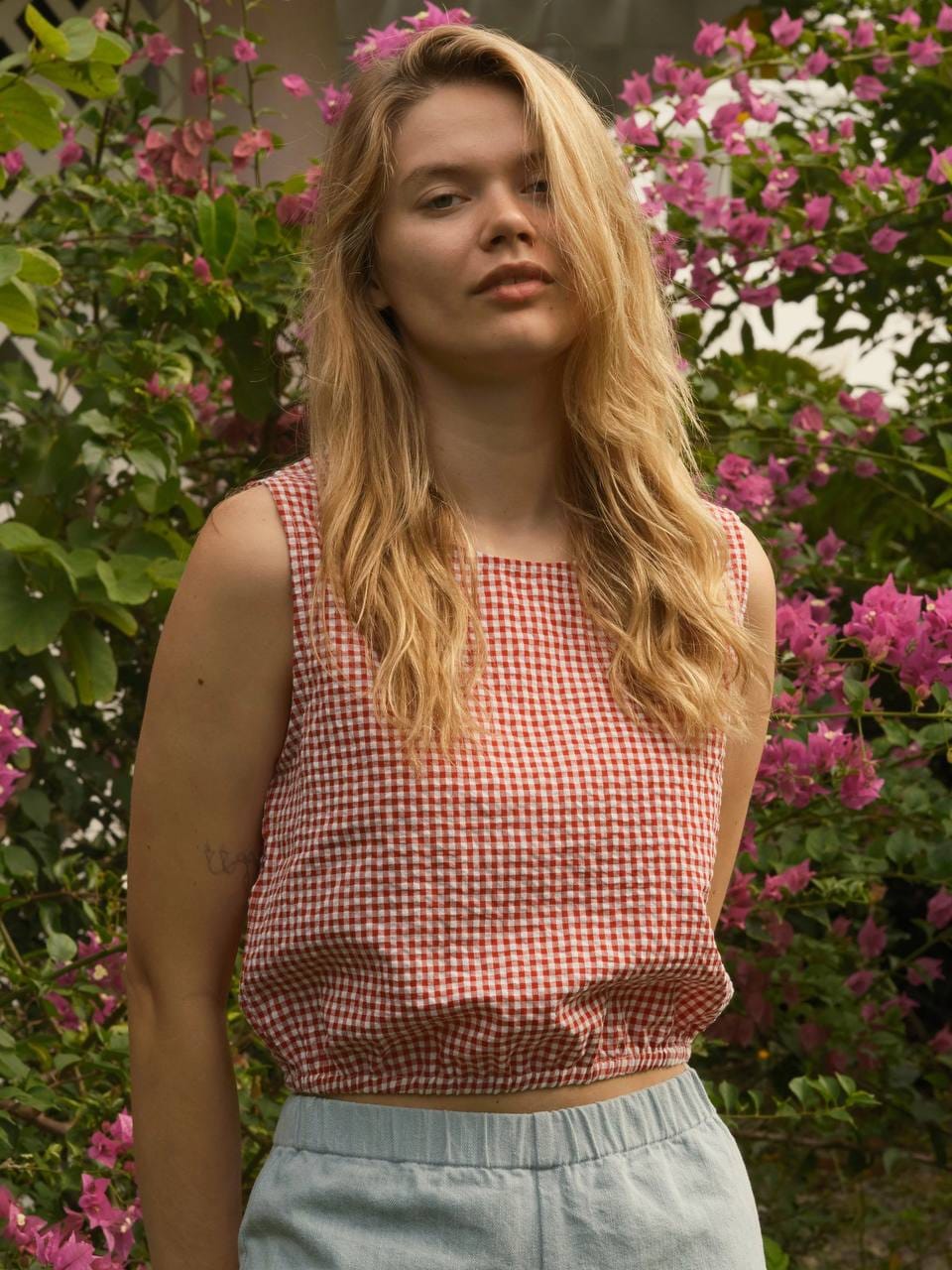 Ohvola Red Gingham Sleeveless Top