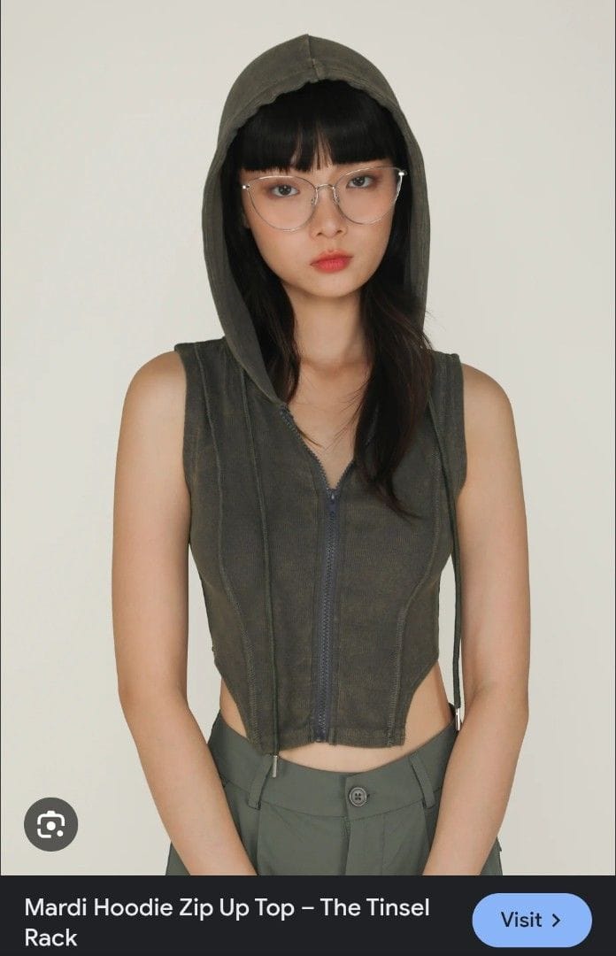 The Tinsel Rack Y2K Grey Acid Wash Hoodie Zip-Up Top (XS) | The Tinsel Rack - Photo 4